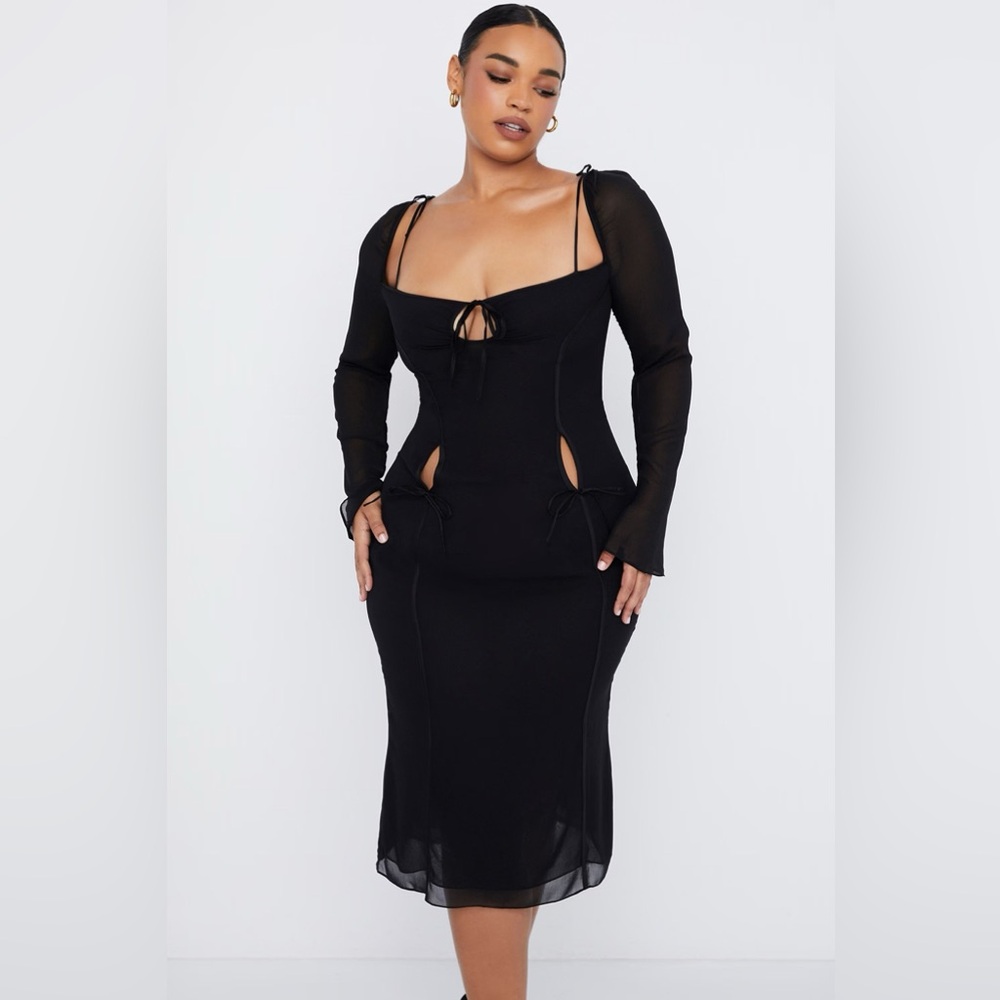 House of CB Ophelia Midi Dress Cutout Black Size XS Plus Cup NWT - Picture 6 of 16